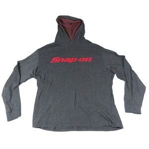 Snap-on Tools Hoodie Long Sleeve Graphic Tri-Blend Shirt Men L Gray Red Mechanic